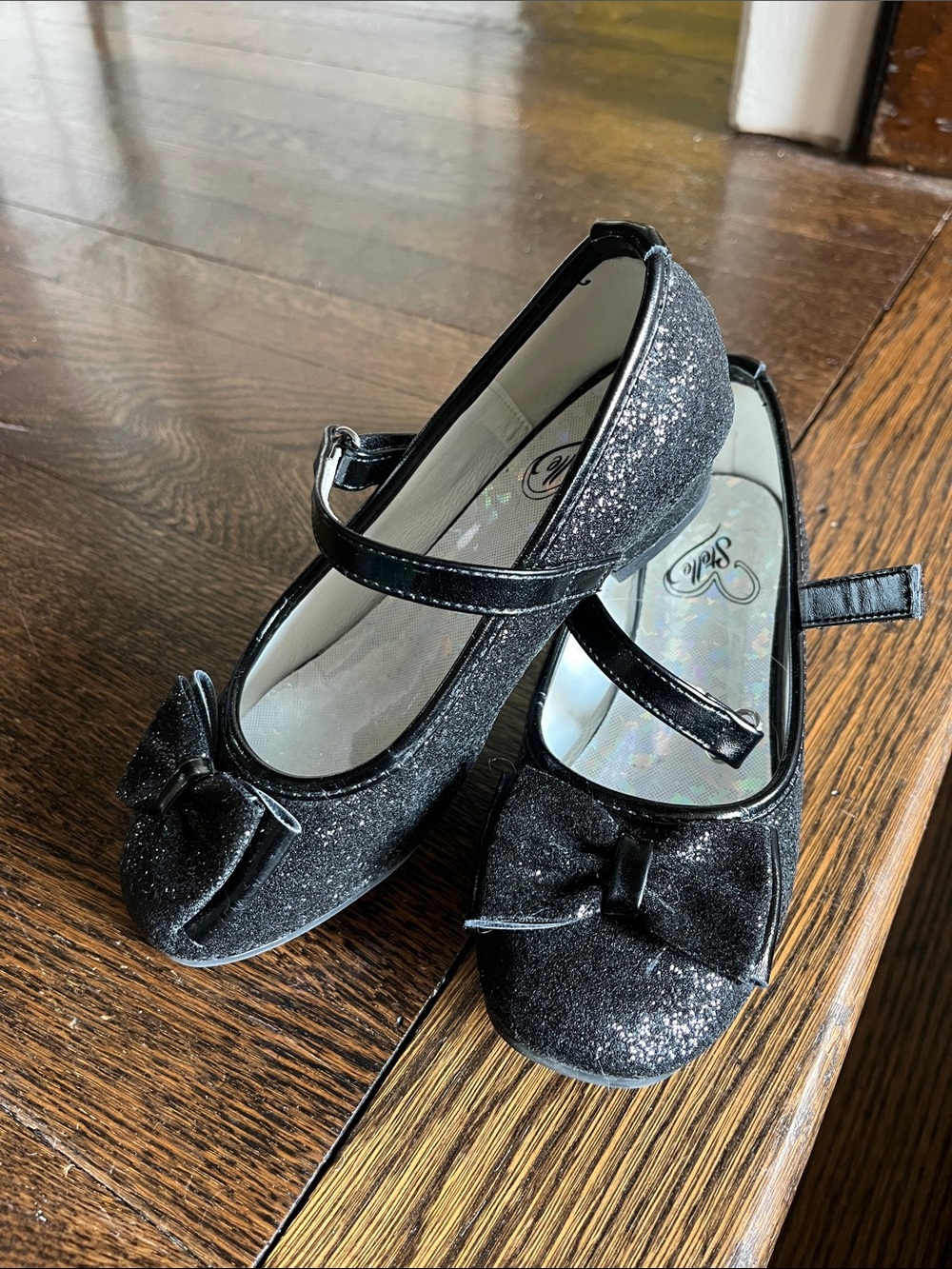 Girls' Glitter Mary Jane Heels with Bow